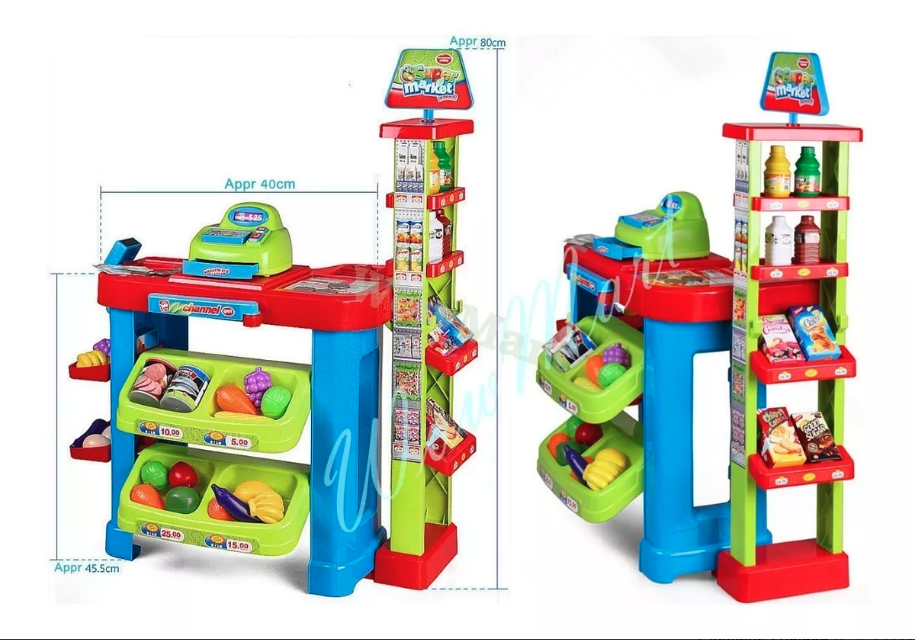 Set Supermercado Caja Registradora y Carrito
